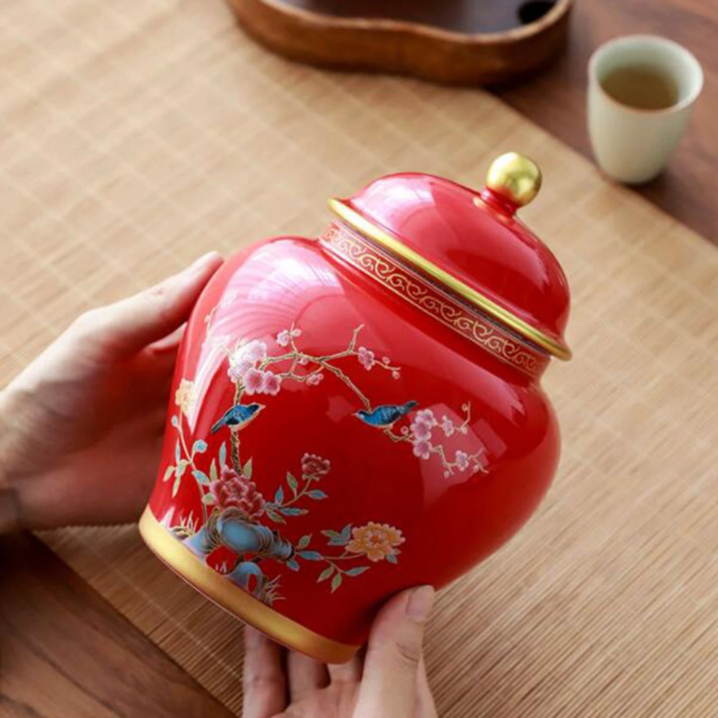 Alter chinesischer Stil, kreatives Porzellan-Ingwerglas, dekorative Keramik-Blumenvase, Tischdekoration, Blumenarrangement für Café