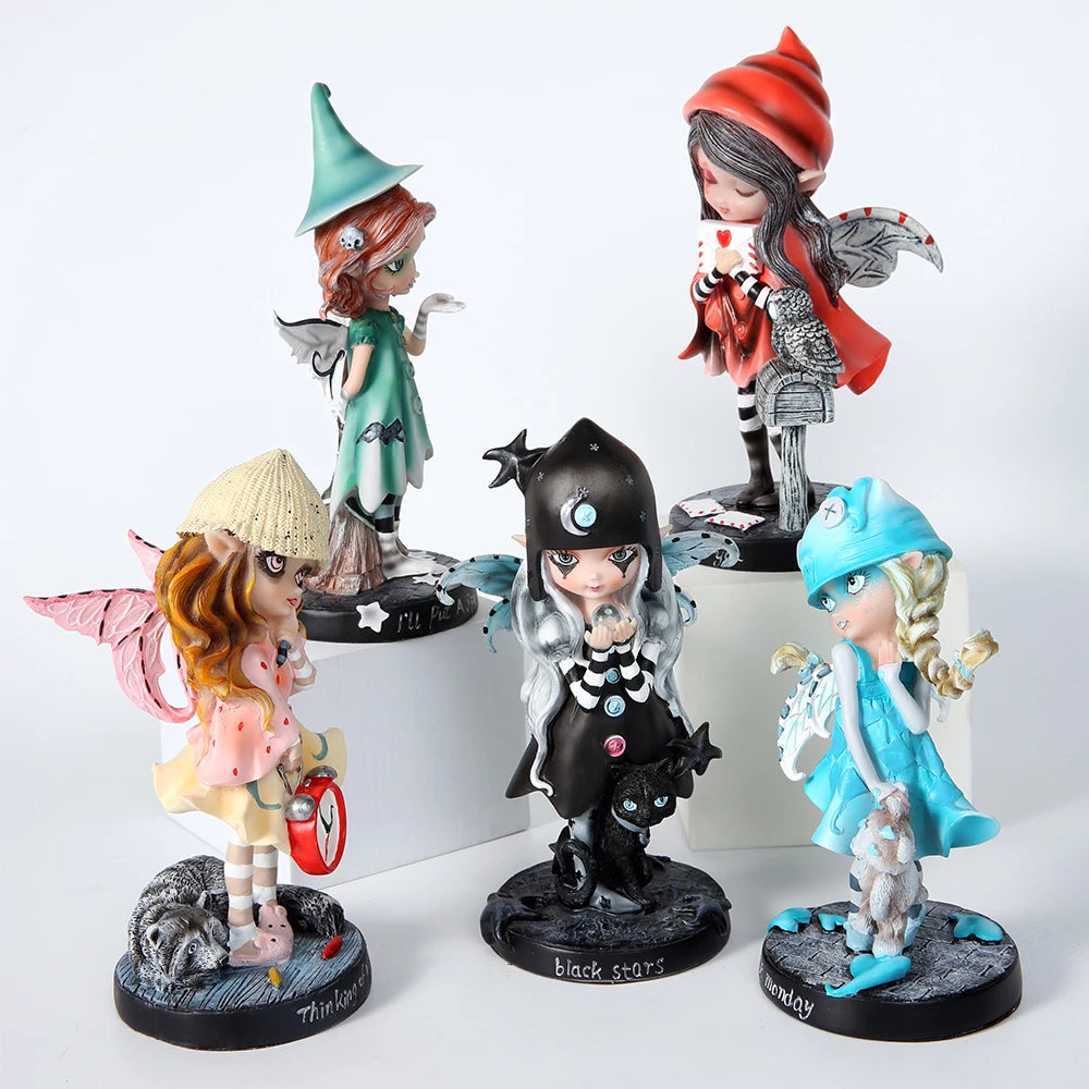 Magic Fairy Garden Ornament Figurin Resin Decor Gift Wing Fairy Figurines Collection home decor for living room table sculpture
