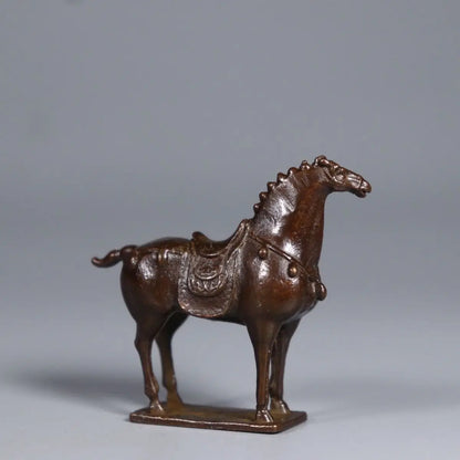 Antique Chinese Horse Metal Tang Horse Home Living Room Desktop Crafts Tea Pet Creative Animal Ornament Home Decor Desk Ornament