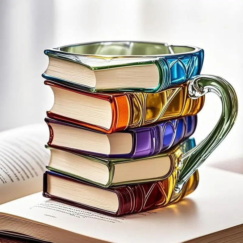 Hot High Quality Painted Book Mug 3d Painted Book Cup Unique Book Stacking Coffee Cup Creative Water Cup Household Goods Gift