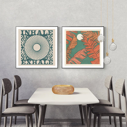 Bohemian Sun Faces Canvas Painting Abstract Vintage Wall Pictures Retro Happy Quote Square Print Poster Living Room Home Decor