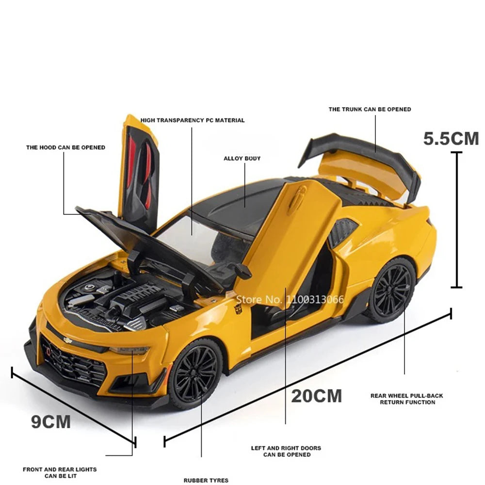 1:24 Alloy Diecasts Lotus EMIRA Camaro Toys Models Cars with Light Sound Sports Car Pull Back Vehicle Models Toy for Child Gifts