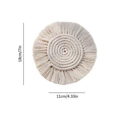Bohemia Style Cotton Braid Coaster Handmade Macrame Cup Cushion Non-slip Cup Mat Placemats for Table Cup Mat
