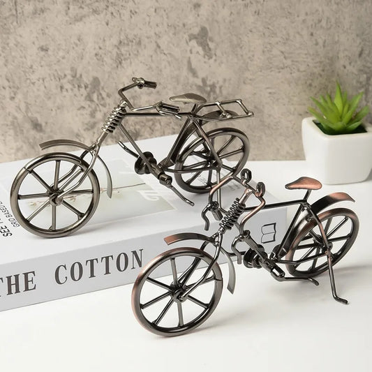 1pc Alloy Bicycle Model Vintage Ornament Retro Furnishings Simulated Bike Figurine For Home Decor Shelf Tabletop Store Christmas