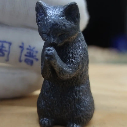 Miniature Cat Pure Coppe Figurine Animal Model Art Decoration Accessories Tabletop Interior Craft Objects Home Ornament Figure