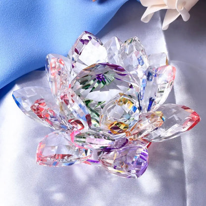 Crystal Lotus Flower Figurine Home Wedding Decoration Glass Craft Collection Paperweight Table Ornaments Souvenir Gifts