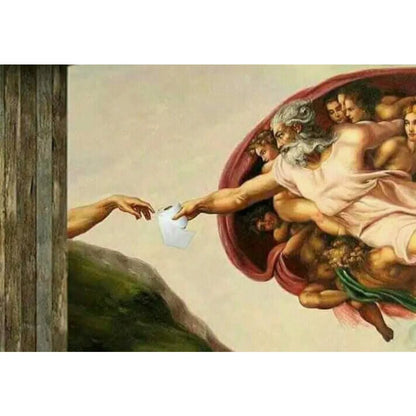 Hand of God and Adam Funny Toilet Paper Wash Room Bathroom Living Wall Art Home Decoration Retro Picture Canvas Painting Poster