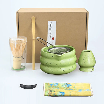 7pcs/set Japanese Style Matcha Tea Set With Tool Rack, Including Bowl, Whisk, Spoon, Great Gift For Ceremony, Traditional Japane