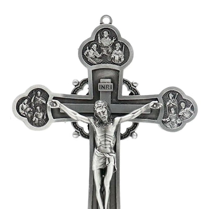 Antique Standing Crucifix with Base 12 Apostles Statue Ornaments Wall Decor