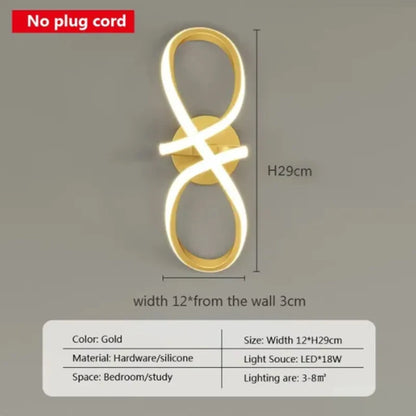 Modern LED Wall Lamp Nordic Gold Bedroom Bedside Wall Lights With Plug Wall Sconce For Minimalist Entryway Corridor Aisle lights