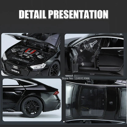 1:32 RS7 Alloy Toys Models Diecast Cars with Light Music Rubber Tires Car 6 Doors Opened Miniature Vehicle Child Adult Gifts