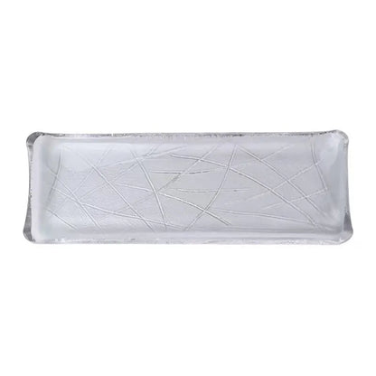 Japanese transparent glass long plate household palm print sushi plate sashimi plate cooking plate condiment dish tableware