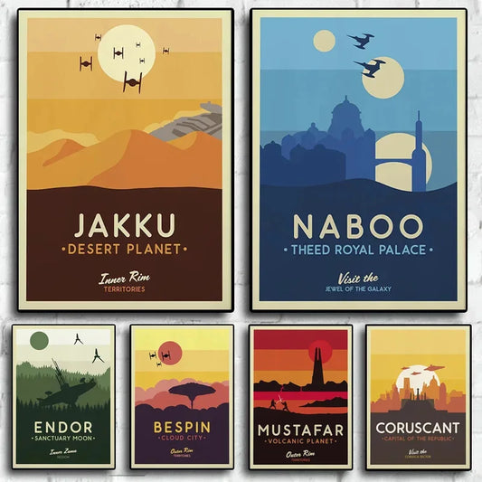 Modern Star Planet Poster Galaxy Attraction Wall Art Canvas Print Movie Wars Cover Landscape Painting Room Home Decor Gift