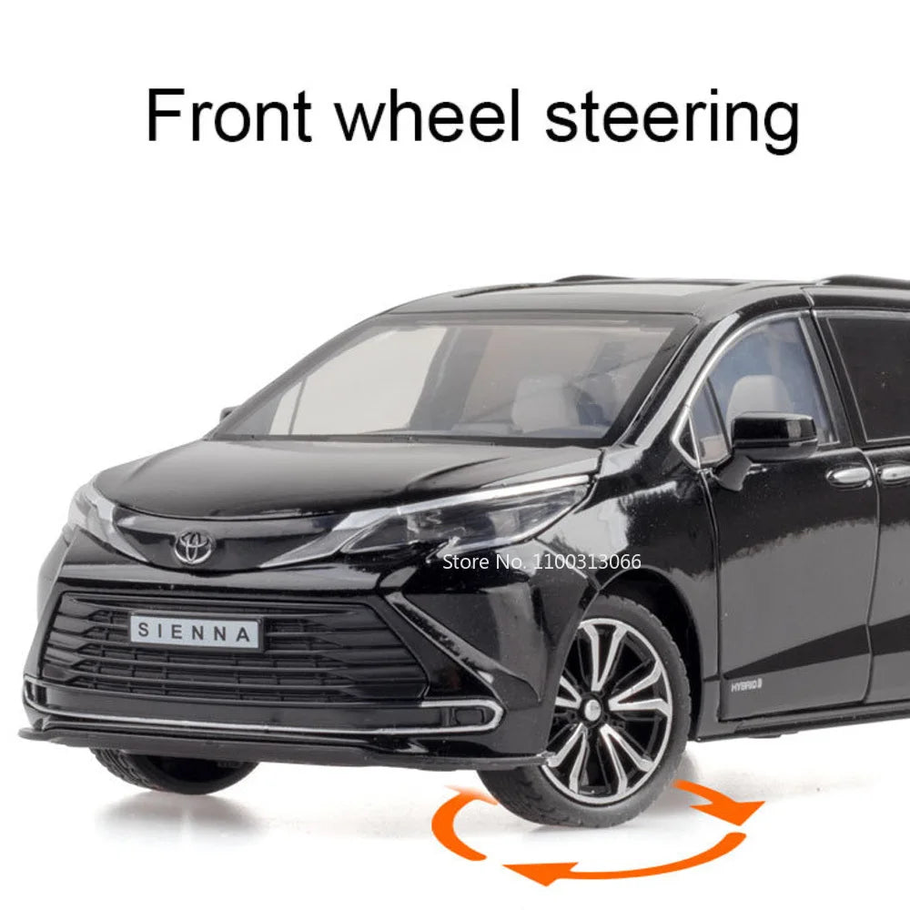 1/24 Scale Metal Die Cast Sienna Car Toys Model With Light Music Vehicle Models Rubber Tires Autos Toy Children Collectible Gift