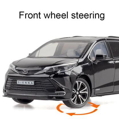 1/24 Scale Metal Die Cast Sienna Car Toys Model With Light Music Vehicle Models Rubber Tires Autos Toy Children Collectible Gift