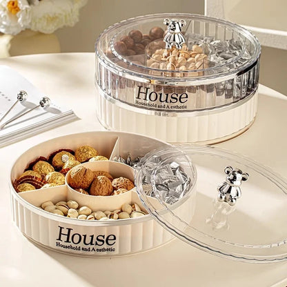GIANXI Multi-layer Food Storage Tray Candy Tray Nut Snack Fruit Tray Round Divider Living Room Nut Candy Box Dried Fruit Box
