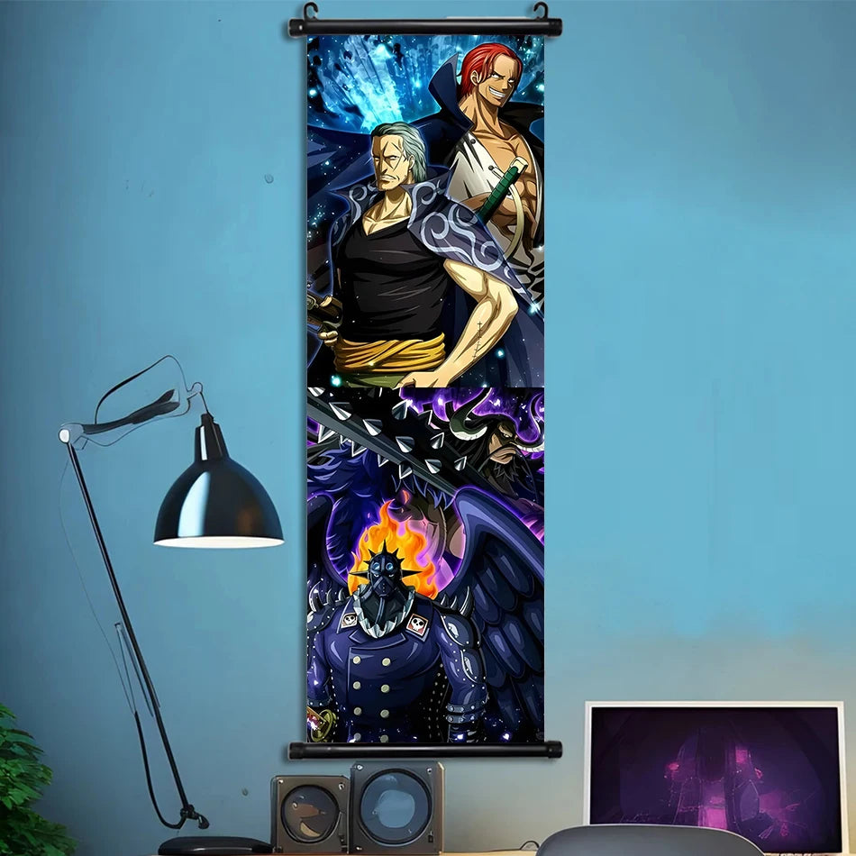 Luffy Hanging Scroll Poster ONE PIECE Anime Cartoon Wall Artwork Canvas Decor Home Decoration Zoro Wallpaper Doflamingo Art Gift