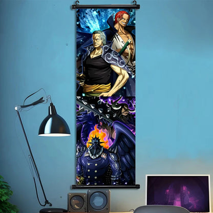 Luffy Hanging Scroll Poster ONE PIECE Anime Cartoon Wall Artwork Canvas Decor Home Decoration Zoro Wallpaper Doflamingo Art Gift