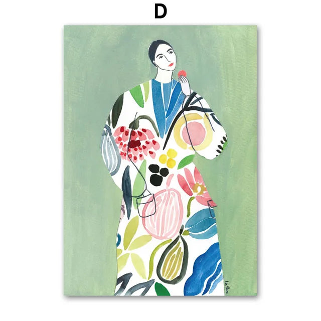 Abstract Girl Hand Fruit Flower Leaf Vase Wall Art Canvas Painting Nordic Posters And Prints Wall Pictures For Living Room Decor