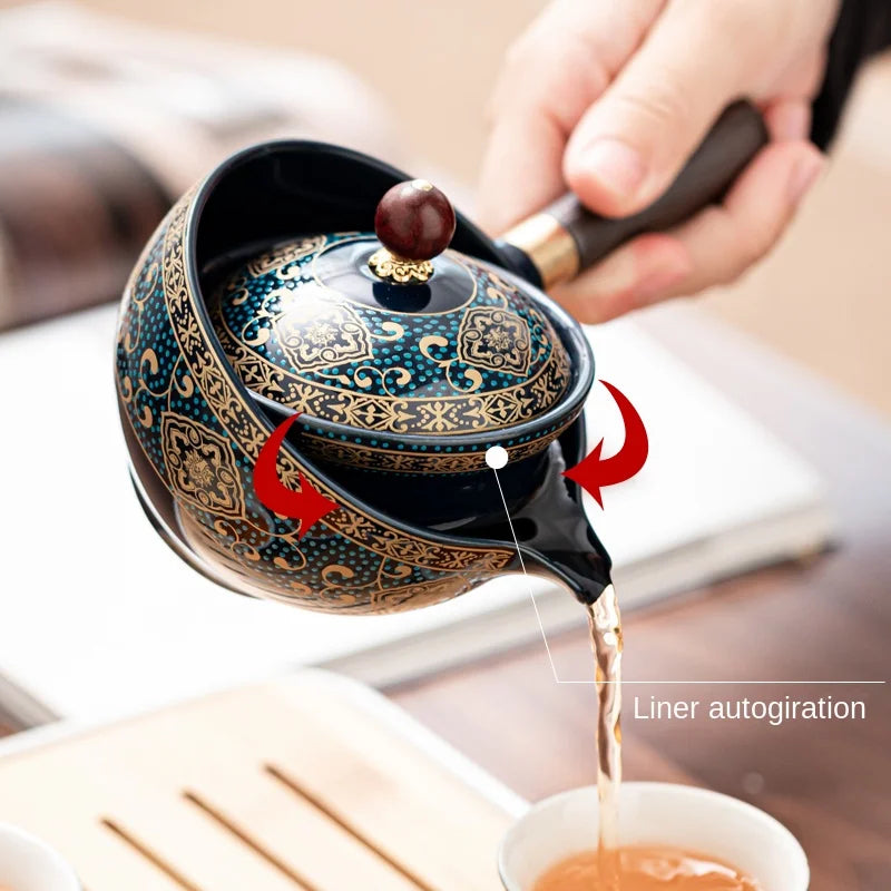 Swing Tea Artifact Lazy Kung Fu Tea Set Portable Xiaoyao Teapot Teaware Kitchen Dining Bar Home Garden