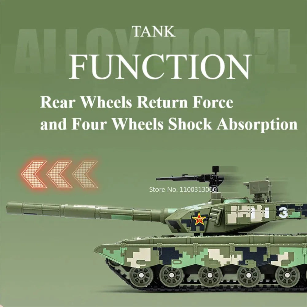 1:32 Amphibious Tank Cars Models Toys Wheel Shock Absorption Armored Miniature Vehicles Light Sound T99A Tanks for Kids Gifts