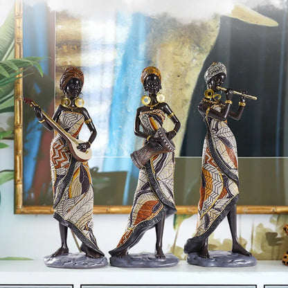 African Character Resin Crafts, Black Female Art Sculptures, Wine Cabinets, Home Furnishings, Music Bar Decorations