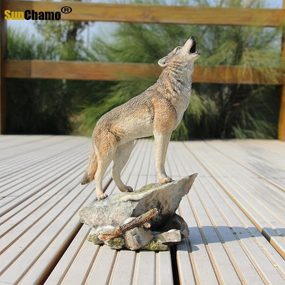 Wolf Art Collection Simulation Animal Model Home Resin Figurines Miniatures Decoration Crafts Accessories Decor for Living Room