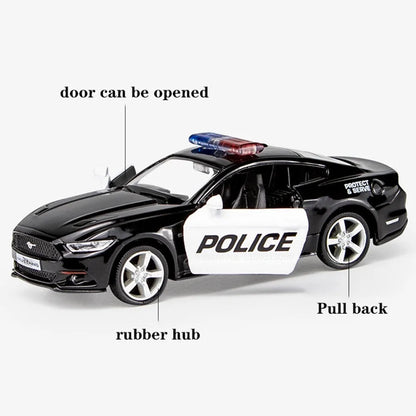 1:36 Ford Mustang Police Car Model Toy Alloy Diecasts Dodge Vehicles Model Simulation Car with Pull Back Collection Kids Gifts
