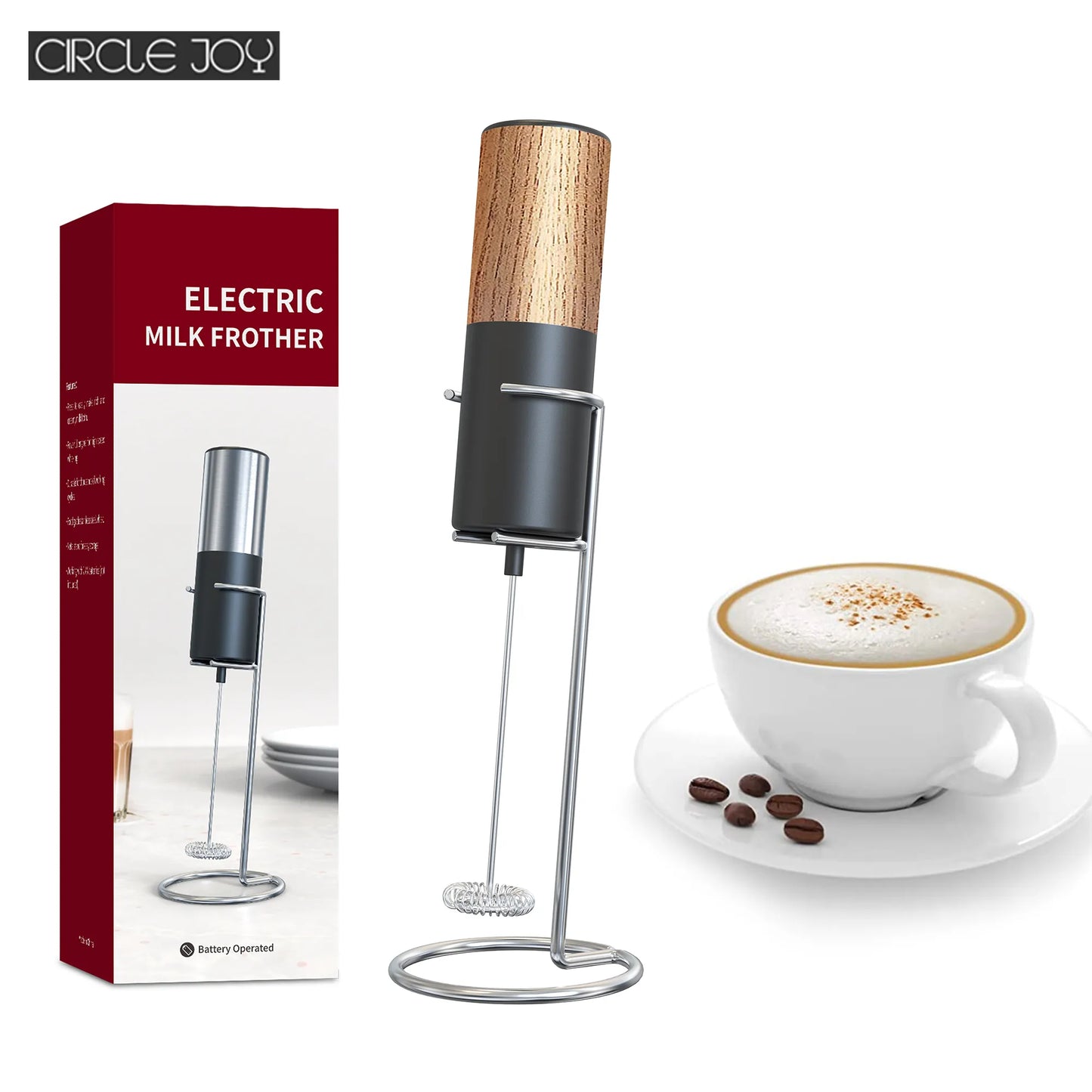 Circle joy Electric Milk Frother Mini Foamer Coffee Maker Egg Beater for Chocolate Cappuccino Stirrer Portable Blender