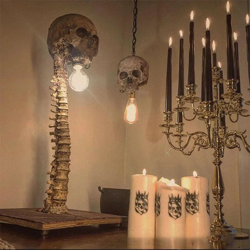 Horror 3D Statue Halloween Skull Skeleton Lamp New Table Light Creative Party Ornament Prop Home Bedroom Decoration Scary Prop