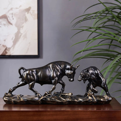Feng Shui Bear and Bull Statue, Bull Figurine, Collection Cow Sculptures Animal