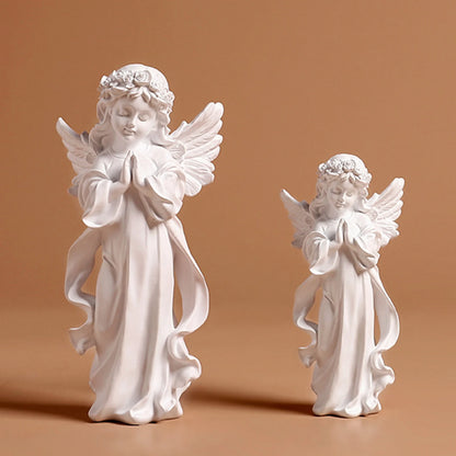 Cute Resin Praying Angel Figurine European Style Fairy Prayer Angel Shelf Sculpture Desktop Ornament Carving Crafts