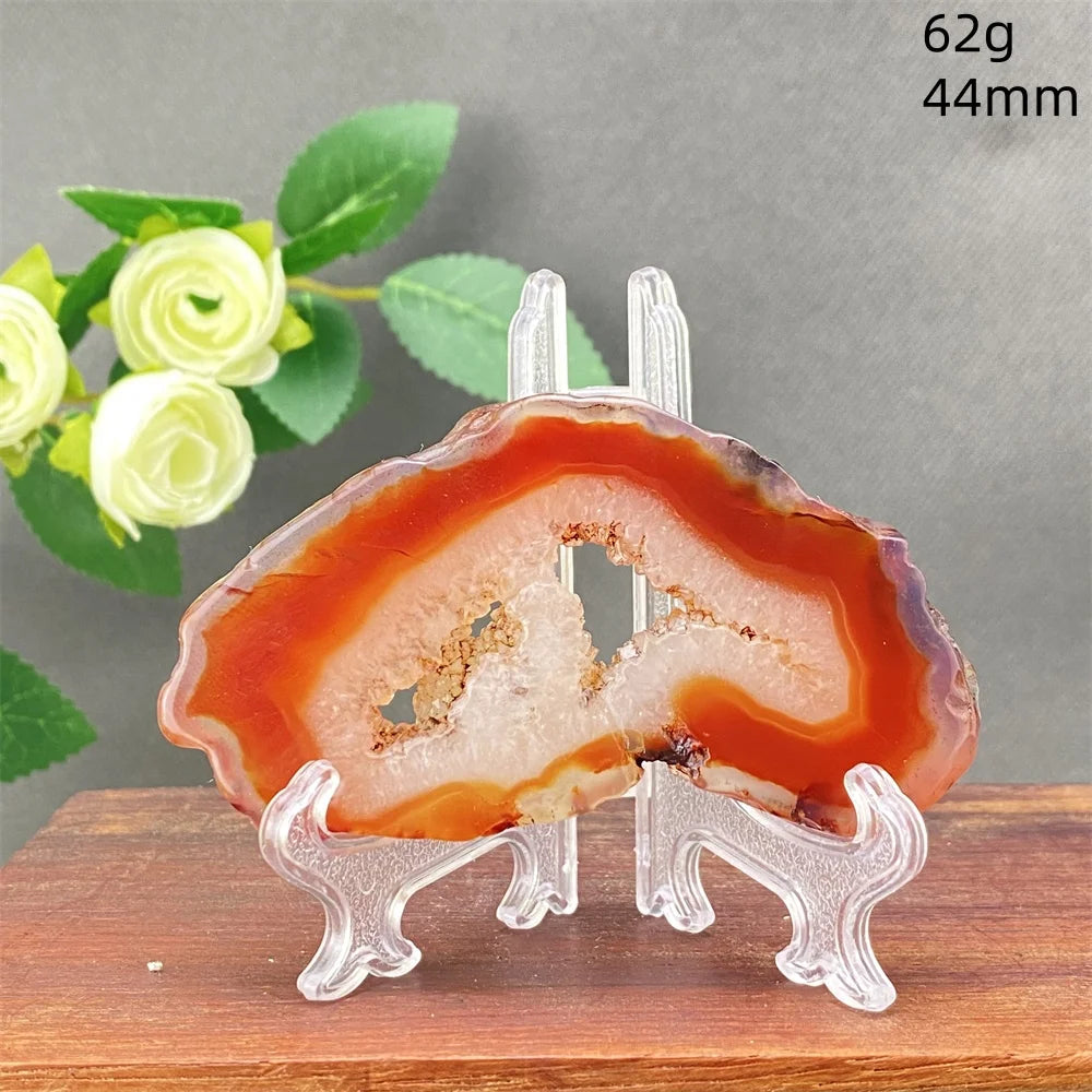 Natural Red Agate Crystal Cavity Stone - Energy Healing Reiki Meditation Beautiful Home Decor Gift for Prayer