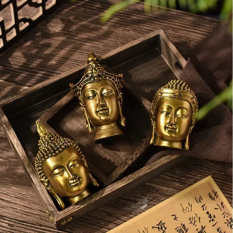Goldene Buddha-Statue, Buda-Skulpturen, Kunstharz, für den Innenbereich, Fengshui-Figuren, Indien, Thailand, Buddhismus, Heimdekoration, Kunsthandwerk für den Innenbereich