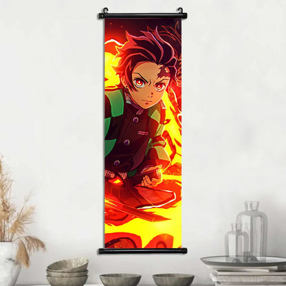 D-Demon Slayer Kamado Tanjirou Scroll Canvas Wall Hanging Painting Home Decor Anime Poster Wall Room Decoration Decro Wallpaper