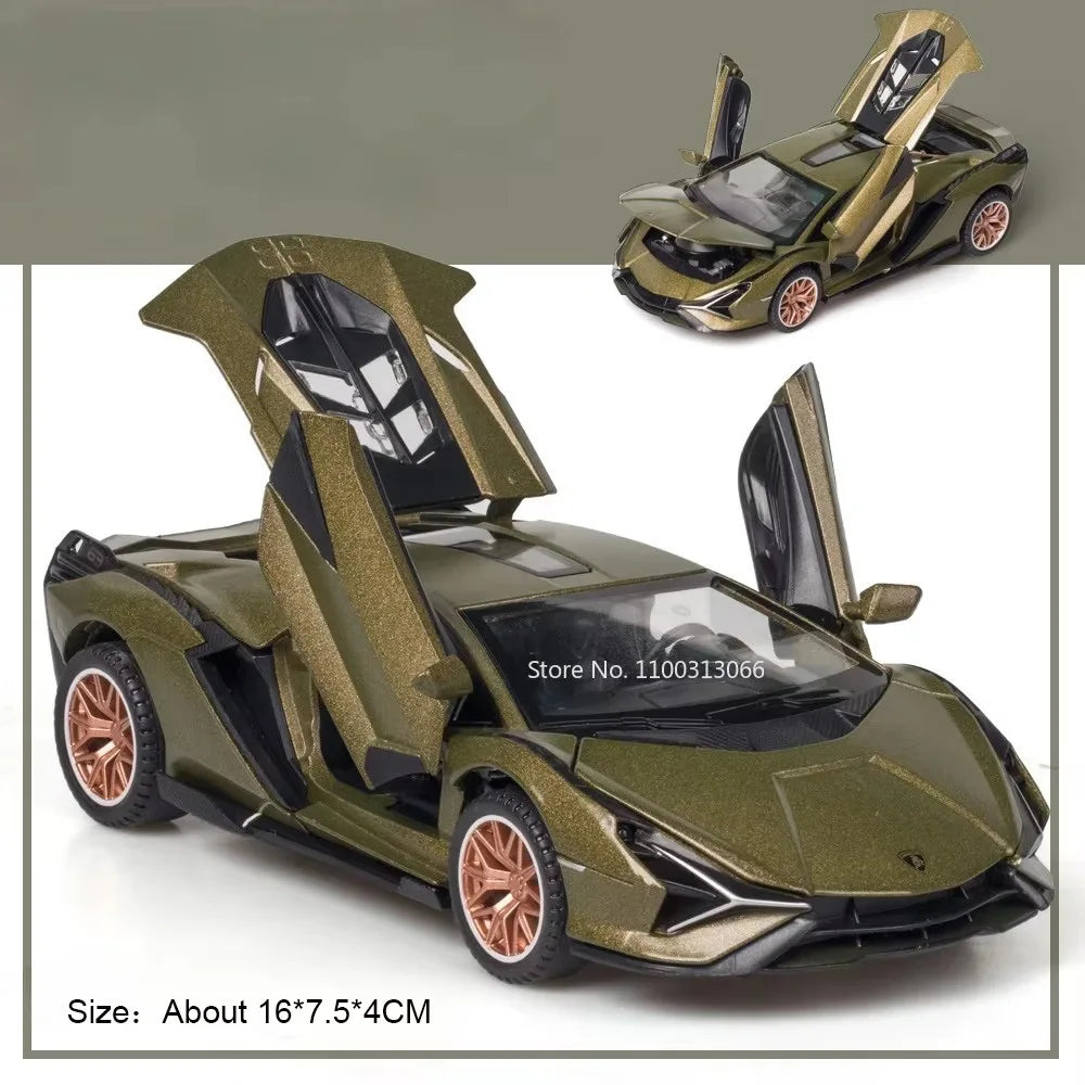 1:32 Scale Lambor URUS Sian Metal Model Car Diecast Toys Doors Opened Sports Car Music Light Vehicles Toy Boys Collectible Gifts