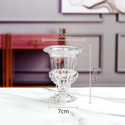 Vintage Wind Lamp Stemware Glass Vase Transparent Crystal Glass Flower Arrangement Water Living Room Decoration