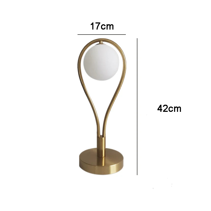 Nordic LED Glass Ball Brass Table Lamp Modern bedroom Living Room Study bedside Hotel Home Decor Desk Lamp Push switch