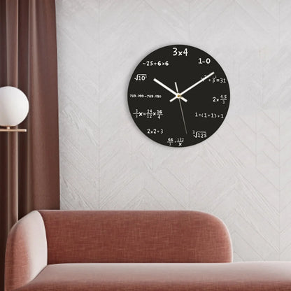 Nouvelle horloge murale mathématique créative 30cm grandes formules mathématiques horloge suspendue montre noir pour la maison chambre ornement décoratif