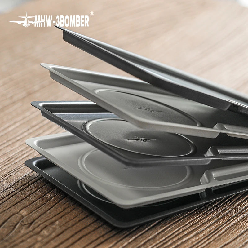 MHW-3BOMBER Stainless Steel Food Serving Tray 3 Pieces Set Chic Coffee Bar Accessories Rectangular Kitchen Decorative Plates