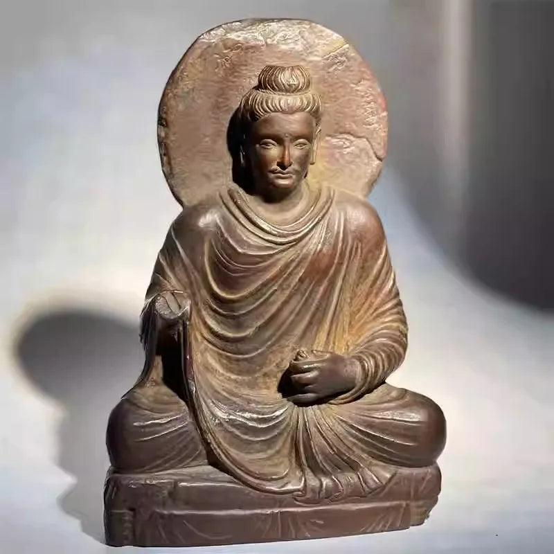 Gandhara Art Buddha Statue Exquisite Classical Retro Buddha Sitting Statue Ornament Home Art Figurine Decoration Room Decor
