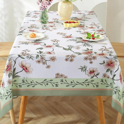 Spring Cherry Blossom Sage Waterproof Tablecloth Wedding Party Decor Washable Rectangle Table Cloth Outdoor Picnic Table Decor