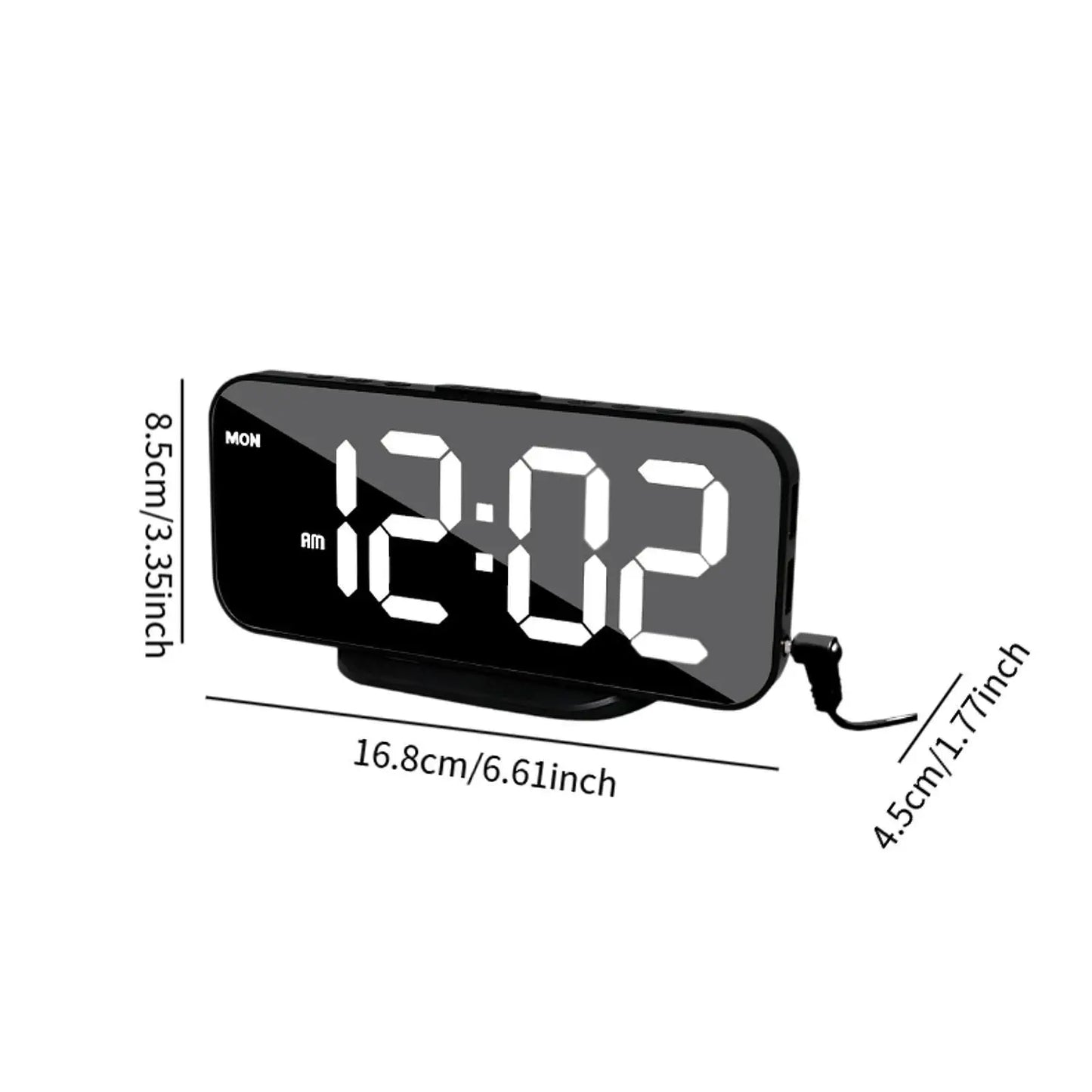 Digital Alarm Clock Bedside Clock Double USB Ports Multifunctional