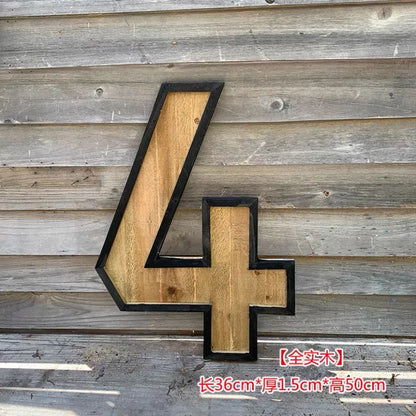 Uppercase English Letter Combination Distressed Solid Wood Bar Ornaments Cafe Shop Logo Decor Desktop Crafts Art Decoration