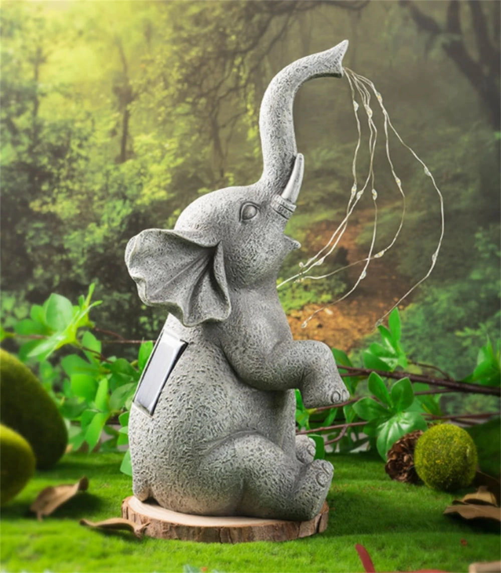Solar Resin Elephant Ornament Light Outdoor String Lights Courtyard Crafts Garden Lawn Elephant Animal Landscape Light