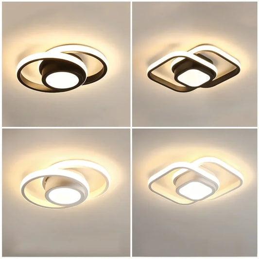 Indoor LED Ceiling Lights with RC Dimming for Balcony Corridor Nordic Black White LED Ceiling Lamps for Bedroom Dinning Room