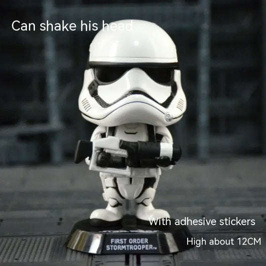 12 cm Star Wars Q Edition Darth Vader White Stormtrom Handmodell kann den Kopf schütteln Figur Autodekoration Autodekoration Neujahr Gif