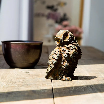 Creative Owl Ornaments Imitation Cast Iron Living Room Desktop Mini Home Ornaments Study Decoration Tea Pet Art Figurine Decor
