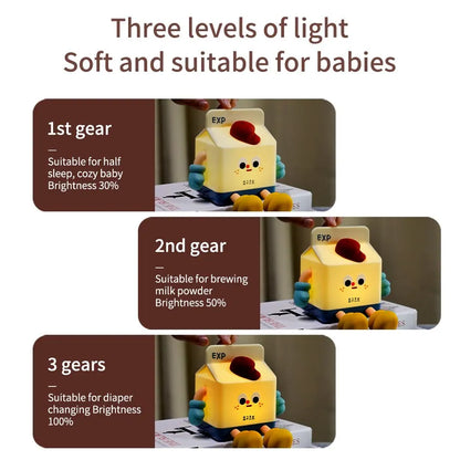 Dessin animé LED veilleuses boîte à lait capteur tactile synchronisation veilleuse USB Rechargeable Silicone pour enfants chambre décoration