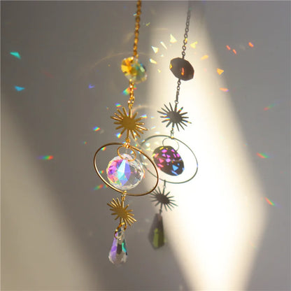 Sun Catcher Crystal Hanging Glass Prisms Suncatcher Wind Pendants Rainbow Maker Light Catcher for Home Window Garden Decorations